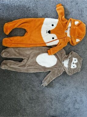Orange Fox Plush Footie for Kids - Cozy Hooded One-Piece